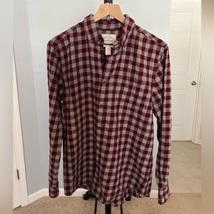 St. John’s Bay Flannel, Maroon and Gray Checkered, Medium